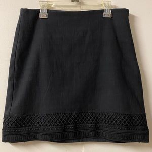LOFT Black Cloth Skirt with Crochet Detailing